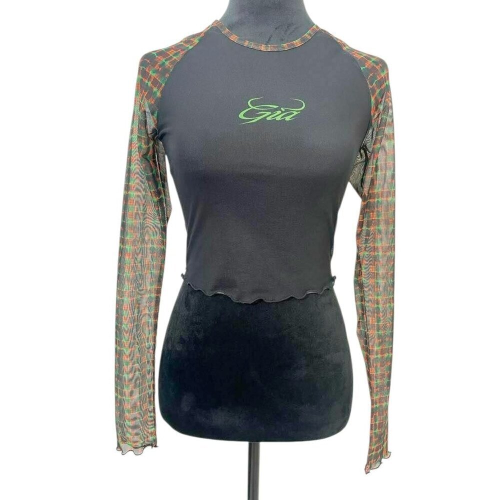 I.AM.GIA Size XS  Top Blouse Long Sleeve Sheer Grunge Sexy Goth - Picture 2 of 8